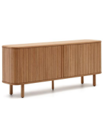 BELAMO buffet 180x75h cm avec 2 portes coulissantes en placage frêne finition naturelle avec effet lattes