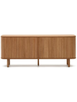 BELAMO buffet 180x75h cm avec 2 portes coulissantes en placage frêne finition naturelle avec effet lattes