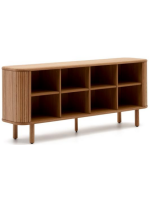 BELAMO buffet 180x75h cm avec 2 portes coulissantes en placage frêne finition naturelle avec effet lattes