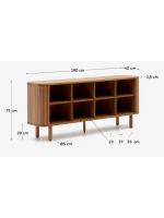 BELAMO buffet 180x75h cm avec 2 portes coulissantes en placage frêne finition naturelle avec effet lattes