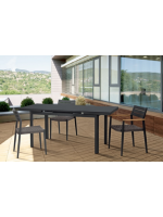 GINEVRA 140x75 extendable table 180 scratch-resistant glass top painted metal structure color choice