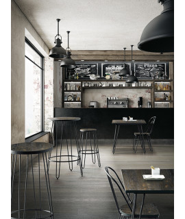 EZAR 80x80 o 120x60 Struktur aus lackiertem Metall und Tisch aus Holz für Bars Restaurants Pubs und Eisdielen
