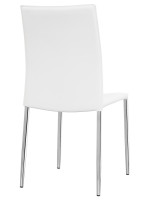 BAGHER blanc moka ou noir en éco-cuir et pieds en métal peint chaise moderne