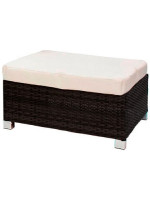 CONFECT pouf 70x70 in midollino sintetico nero con cuscino panna per esterno giardino e terrazzi