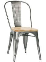 CELINE metal pintado y asiento de la silla de madera de época diseño industrial