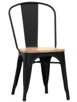 ARIS in painted metal chair and wooden seat