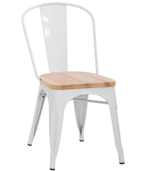 ARIS silla de metal pintado y asiento de madera