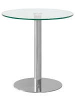 GOPPER Runder Tisch Ø 70 cm für Bars Eisdielen Basis aus verchromtem Stahl und Platte aus transparentem gehärtetem Glas
