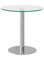 GOPPER Table 70 cm diamètre en acier inoxydable chromé et plateau en verre trempé de 12 mm pour bars restaurants glaciers