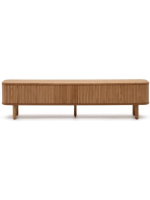 BELAMO TV stand 200x50h cm with 2 sliding doors in ash veneer natural finish with slat effect