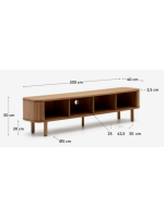 BELAMO TV-Ständer 200x50h cm mit 2 Schiebetüren aus Eschenfurnier natürliches Finish mit Lamelleneffekt