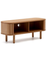 BELAMO TV stand 120x50h cm with 2 sliding doors in ash veneer natural finish with slat effect