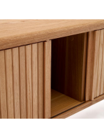 BELAMO TV stand 120x50h cm with 2 sliding doors in ash veneer natural finish with slat effect