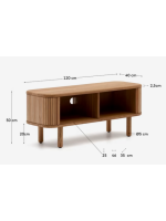 BELAMO TV stand 120x50h cm with 2 sliding doors in ash veneer natural finish with slat effect