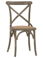 copy of GRETA tabouret en bois effet vieilli coloris au choix et assise en rotin h 76 cm style viennois