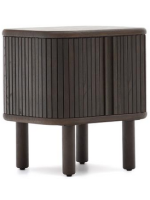 AFRO 50x55h cm bedside table with 2 sliding doors in ash dark finish with slatted effect