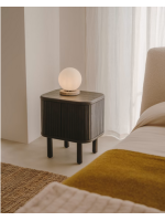 AFRO 50x55h cm bedside table with 2 sliding doors in ash dark finish with slatted effect