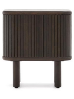 AFRO 50x55h cm bedside table with 2 sliding doors in ash dark finish with slatted effect