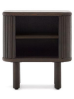 AFRO 50x55h cm bedside table with 2 sliding doors in ash dark finish with slatted effect