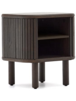 AFRO 50x55h cm bedside table with 2 sliding doors in ash dark finish with slatted effect