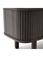 AFRO 50x55h cm bedside table with 2 sliding doors in ash dark finish with slatted effect