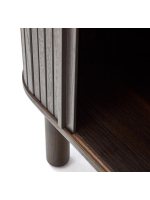 AFRO 50x55h cm bedside table with 2 sliding doors in ash dark finish with slatted effect