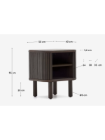 AFRO 50x55h cm bedside table with 2 sliding doors in ash dark finish with slatted effect