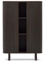 AFRO high sideboard 110x140h cm with 2 sliding doors in ash dark finish with slatted effect