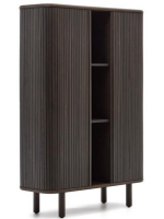 AFRO high sideboard 110x140h cm with 2 sliding doors in ash dark finish with slatted effect