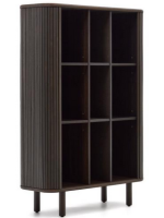 AFRO high sideboard 110x140h cm with 2 sliding doors in ash dark finish with slatted effect