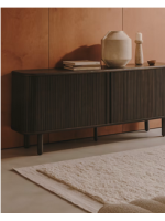 AFRO sideboard 180x75h cm with 2 sliding doors in ash dark finish with slat effect