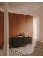 AFRO sideboard 180x75h cm with 2 sliding doors in ash dark finish with slat effect