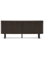 AFRO buffet 180x75h cm avec 2 portes coulissantes en placage finition frêne foncé avec effet lattes