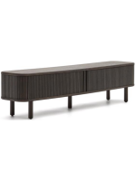 AFRO TV stand 200x50h cm with 2 sliding doors in ash dark finish with slat effect