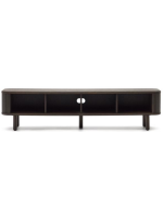 AFRO Mueble TV 200x50h cm con 2 puertas correderas chapada en acabado ceniza oscuro efecto listones