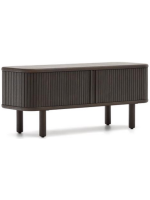 AFRO TV stand 120x50h cm with 2 sliding doors in ash dark finish with slat effect