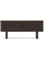 AFRO porta TV 120x50h cm con 2 porte scorrevoli in impiallacciatura di frassino finitura scura effetto dogato