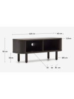 AFRO Mueble TV 120x50h cm con 2 puertas correderas chapada en acabado ceniza oscuro efecto listones