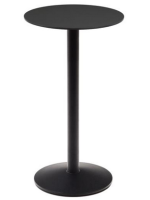 GIZA table h 97 cm avec plateau en hpl diam 60 cm et piètement en métal verni noir pour bars glaciers et restaurants