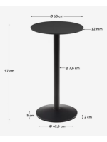 GIZA mesa h 97 cm con tapa de hpl de 60 cm de diámetro y base de metal pintado de negro para bares heladerías y restaurantes