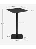 CONTACT table 97 cm avec plateau en hpl 60x60 cm et piètement en métal verni noir pour bars glaciers et restaurants