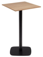 PART table h 97 cm plateau de 60x60 cm en mélaminé finition naturelle et base en métal verni noir pour bars et restaurants