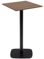 CHARME table h 97 cm top 60x60 cm in walnut finish melamine and black painted metal base for bars and restaurants