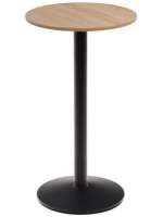 CHIOS table h 97 cm top diameter 60 cm in natural finish melamine and black painted metal base for bars and restaurants