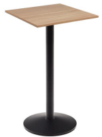 COLO high table 97 cm top 60x60 cm in natural finish melamine and black painted metal base for bars and restaurants