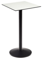 MACRO high table 97 cm with top 60x60 cm in white hpl and base in black painted metal for outdoor use