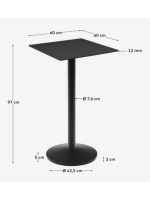 NED table haute 97 cm avec plateau en hpl 60x60 cm et piètement en métal verni noir pour bars glaciers et restaurants