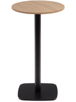 BALL high table 97 cm top diameter 60 cm in natural finish melamine and black painted metal base for bars and restaurants