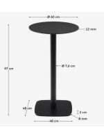 CEO table haute 97 cm avec plateau en hpl noir diam 60 cm et piètement en métal verni noir pour extérieur