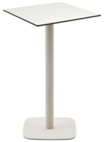 STAND mesa alta 97 cm con tapa de hpl blanco 60x60 cm y base de metal pintado de blanco para externo